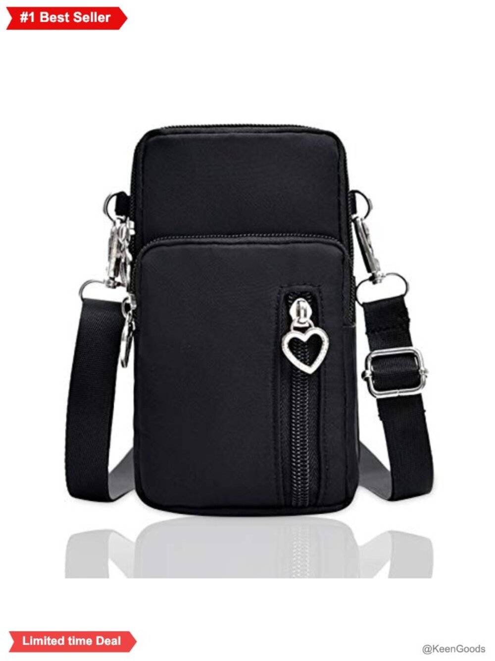 Lightweight Nylon Crossbody Phone Purse with 3 Zip Pockets